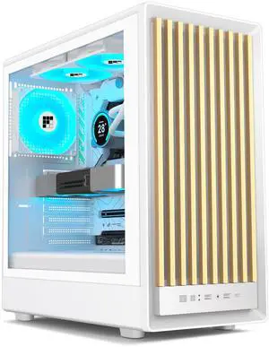 FOIFKIN M1 PC Case -Walnut Front pane Pre-Installed 4 PWM ARGB Fan, ATX Mid-Tower Gaming PC Case, with Type-C,FOIFKIN (White, M1)