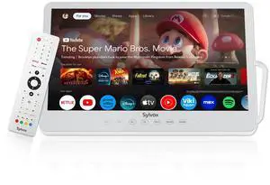 SYLVOX 15.6" Portable TV, 1080P Smart TV, 10000mAh Battery (6H), Rechargeable, IP66 Waterproof, Supports Apps & Voice Control. Perfect for RV, Kitchen, Camper & More