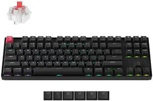 Keychron K8 Version 2 TKL Custom Wireless Mechanical Keyboard, QMK Programmable Bluetooth 5.2/Wired, RGB Backlit with Shine-Through PBT Keycaps, Super Red Switch for Mac Windows Linux