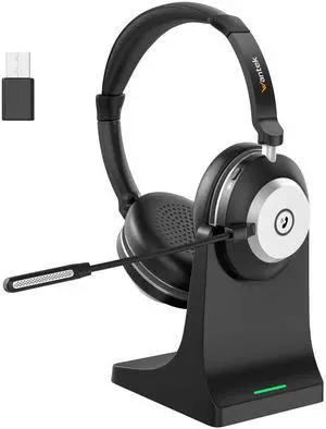 Wantek Wireless Headset with Mic- USB & Bluetooth Connectivity, 50-Hour Battery Life, AI Noise Cancelling Adjustable Microphone Charging Dock, Comfort Fit for Home/Office/Mobile Phone