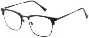 ZanyLen Blue Light Blocking Glasses for Men Metal Browline Computer Gaming Glasses Filter Blue Ray (Black Frame)