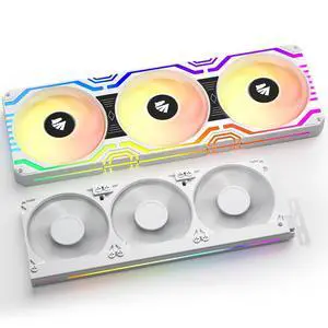 Asiahorse Matrix-White 360mm RGB Case Fan, GPU Support Bracket with RGB, 5V 3pin, Motherboard Aura SYNC, Integrated PWM Control, All White Gaming PC Build Kit for Computer Case