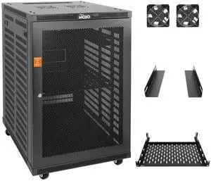 Tecmojo 18U Wall Mount Rack,18U Rack 23.6 Inch Depth,Hold Up to 176 Lbs,Server Rack with Casters,Enclosed Network Cabinet Kit for 19 Inch Network,Server and AV Gear,Mesh Door(Elite Collection)