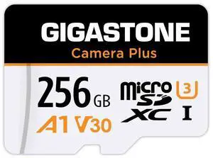 GIGASTONE 256GB Micro SD Card, Camera Plus, Compatible with GoPro, Action Camera, Wyze Cam, High Speed 100MB/s, 4K UHD Video Recording, A1 V30 U3 Class 10, with Adapter