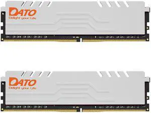 DATO DDR4 RAM 32GB (16GBx2) 3200MHz with Heatsink dimm PC3200 CL16 1.35V PC4-25600 288Pin Non-ECC UDIMM Desktop Memory Module for Gaming - Extreme White