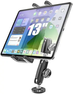 Kolasels Industrial Heavy Duty Drill Base Tablet Mount for Truck, Vehicle, Pickup, Metal Adjustment Arm Tablet Holder Car Mount for Dashboard, Boat, Wall, Desks fit 4-13" iPad Pro Air Mini, iPhone
