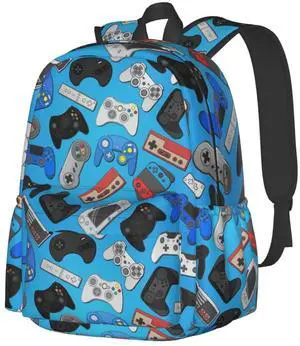 Oplp Colorful Video Game Controller Background Large Capacity Backpack Lightweight Personalized Laptop Bag Tablet Travel School Bag with Multiple Pockets