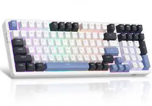 MageGee LIGHT100 Wireless Creamy Keyboard, Gasket Structure Hot Swappable, Tri-Mode 2.4G/USB-C/BT5.0 RGB Backlit Mechanical Gaming Keyboard for Win/Mac/PC, PBT Keycap, 4000mAh Battery, Blue