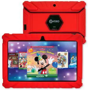 Contixo Kids Tablet V8-7-Inch HD Toddler Tablet with Camera, 32GB, Android, Parental Controls, Kid-Proof Case, 50+ Disney Storybooks - Red