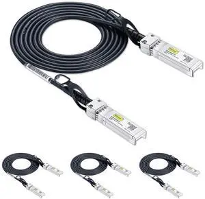 10Gtek SFP+ DAC Twinax Cable, 10G SFP+ to SFP+ Direct Attach Copper Patch Passive Cable for Cisco SFP-H10GB-CU1.5M, Meraki MA-CBL-TA-1.5M, Ubiquiti UniF, D-Link, Netgear, 1.5-Meter(5ft), 4-Pack