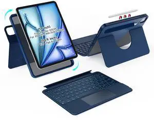 accrosoo for iPad Air 11 inch (M3 2025/M2) Rotatable Detachable Magnetic Keyboard Case with Trackpad & Backlits for 11" iPad Pro (4th/3rd/2nd/1st Gen) and 10.9" iPad Air 5th/4th,Blue