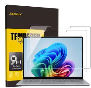 Adeway Screen Protector for Surface Laptop 7 15 inch(2024, AIPC), 9H Hardness Tempered Glass/Anti-Scratch/Easy Installation/Ultra Clear Screen, Compatible with Surface pen, 2-Pack