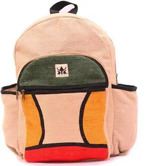 YAK & YETI Handcrafted Hemp Backpack from Nepal  Eco-Friendly, Durable, and Stylish with Adjustable Straps-Multi Pocket (Multicolor)