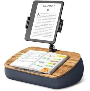 ERGONOV Lap Beanbag Cozy Kindle Pillow Stand for Bed with Adjustable Arm, 360° Tablet Holder, Fits 4.7"-13" Kindle, iPad, Phone, Lap Desk for Hands Free Reading in Bed, Couch, Sofa,Gray