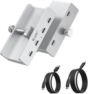 EJAY 10Gbps USB C Hub 4Ports Aluminum USB 3.2 Docking Hub Clamp Design for Desk/Computor with Extra Power Supply Port and 47inches Long Data Cable&39inches Power Cable (Sliver)