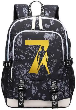 KARFRI Soccer Player 7 Multifunction Sport Backpack Travel Laptop Football Fans Bag for Men Women (Black lines - 1)