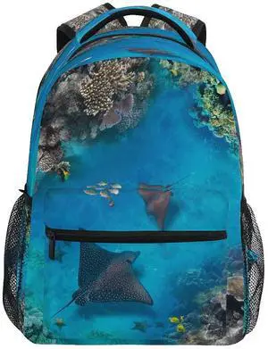 xigua Sea Stingray Print Computer Backpack - Lightweight School Bag for Boys Girls Tenns