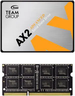 TEAMGROUP AX2 1TB 3D NAND TLC 2.5 Inch SATA III SSD Read 540MB/s T253A3001T0C101 Bundle with Elite SODIMM DDR3L 8GB kit 1600MHz CL11 Laptop Memory TED3L8G1600C11-S01