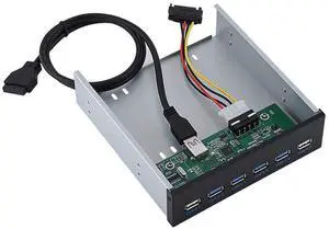USB 3.0 Front Panel Hub, Optical Drive 5.25 Inch Panel Computer Expansion Board with 4-Port USB3.0 & 2-Port USB 2.0 & 19pin Cable & SATA Cable
