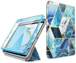 i-Blason Cosmo Case for iPad Air 5th Generation/4th Generation 10.9 (2022/2020), Full-Body Trifold with Built-in Screen Protector Protective Smart Cover with Auto Sleep/Wake & Pencil Holder (Ocean)