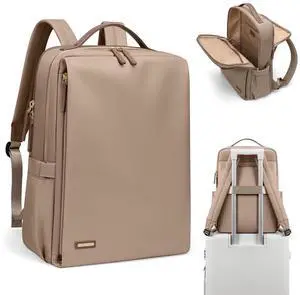 Stylish Laptop Backpack for Women Airline Approved Perfect for Work College and Travel Multi-Functional Casual Daypack Fits 14 Inch Notebook (Champagne)