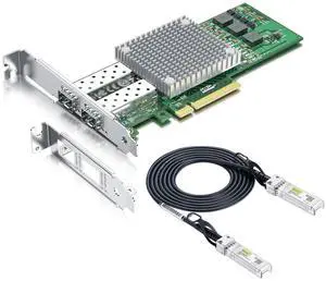 1 Pack of 2-Meter SFP+ DAC Twinax Cable and 1 Pack of 10Gb PCI-E NIC Network Card