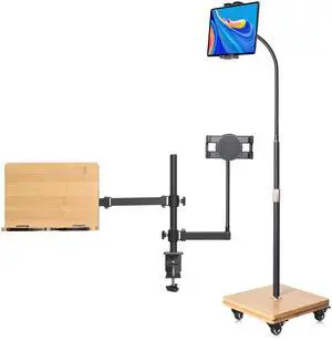 wishacc Laptop Stand clamp Mount with a Tablet Floor Stand