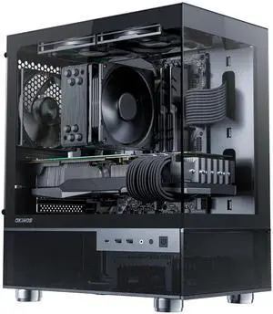 Okinos Aqua 3 Air, Micro ATX Case, MATX PC Case with 3 X 120mm 3-Pin Non-PWM Fans (No ARGB) Pre-Installed, Panoramic View Tempered Glass Front & Side Panel, with Type C Port, Black