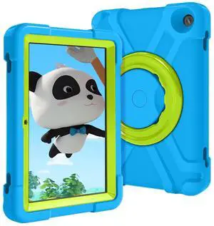 AKABEILA Tablet Case for Amazon Fire HD 8 2020/2022Rugged Kids Case with Stand Lightweight Shockproof Kids Friendly Tablet Cover Blue+Grass Green