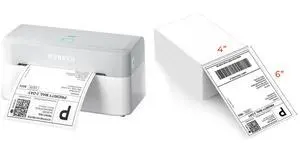 MUNBYN RW403B Bluetooth Shipping Label Printer+Thermal Direct Shipping Label (Pack of 500 4x6 Fan-Fold Labels)