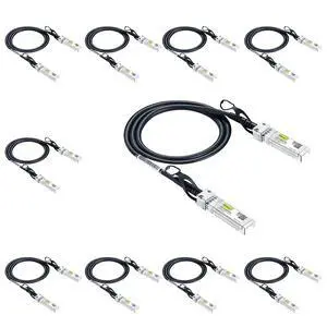 10Gtek [10-Pack 10G SFP+ DAC Cable - 10GBASE-CU Passive Direct Attach Copper Twinax SFP Cable for Cisco SFP-H10GB-CU0.5M, Ubiquiti UniFi, Fortinet, Netgear, D-Link, Mikrotik, ZTE, 0.5-Meter(1.6ft)