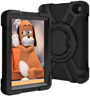 AKABEILA Tablet Case for Amazon Fire HD 8 2020/2022Rugged Kids Case with Stand Lightweight Shockproof Kids Friendly Tablet Cover Black