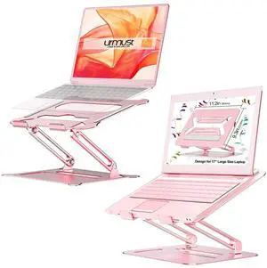 Urmust Adjustable Laptop Stand Rose Gold + Upgraded Version 17" Laptop Riser Rose Gold