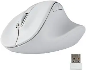 ELECOM Wireless Ergonomic Shape Mouse, 2.4GHz with Mini USB Receiver, Silent Click, Right Hand 2000DPI, 5 Buttons, Optocal Sensor, Compatible with PC, Mac, Laptop, EX-G, Msize White (M-XGM30DBSKWH)