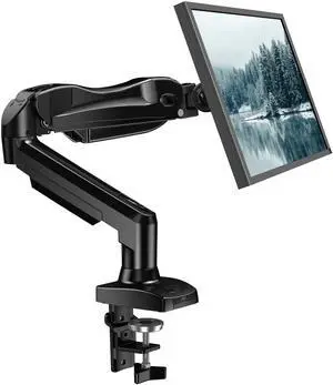 HUANUO Single Monitor Mount, 13 to 32 Inch Gas Monitor Arm, Adjustable Stand, Vesa Mount with Clamp and Grommet Base - Fits 4.4 to 19.8lbs LCD Computer Monitors