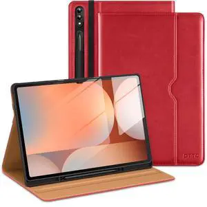 DTTO for Samsung Galaxy Tab S10 Ultra / S9 Ultra / S8 Ultra Case 2024/2023/2022, Premium Leather Business Folio Stand Cover with S Pen Holder for 14.6 Inch Tablet, Auto Wake/Sleep, Red