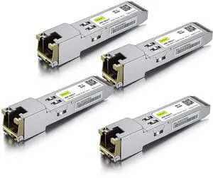 10Gtek 10/100/1000Base-T Copper SFP, Auto-Negotiation SFP to RJ45 Mini-GBIC Transceiver for Cisco GLC-T/SFP-GE-T, Pack of 4