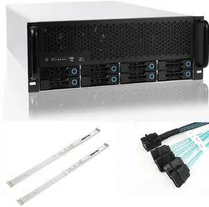 RackChoice 4U Rackmount Server Chassis 8-Bay 12Gbps Hot-Swappable SATA/SAS, EATX/ATX Compatible, Alloy Steel, Black, Ideal for Data Centers & SMBs