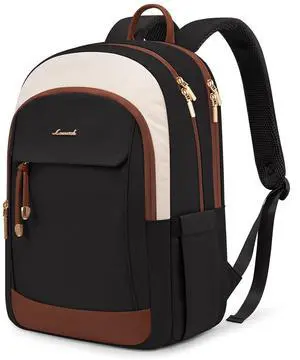 LOVEVOOK Laptop Backpack for Women, 15.6 inch Waterproof College Backpack Woman with Laptop Compartment Computer Bag Travel Backpack Purse, Large Black Computer Daypack for Work Casual