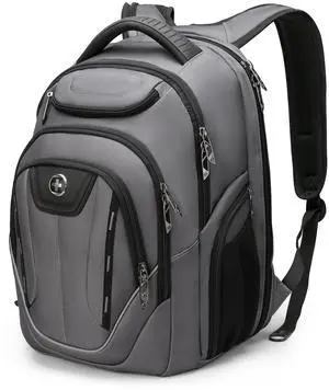 Swissdigital Design TSA Business Laptop Backpack For Men,Travel Backpack With USB Charging Port,College Tech Backpacks With RFID Pockets Presents For Men Fits 15.6 Inch Computer Grey | TERABYTE