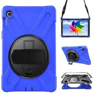Shockproof Case for Samsung Galaxy Tab S5e 10.5 2019 (SM-T720 SM-T725 SM-T727),Portable Heavy Duty Tablet Cover with 360 Rotating Stand Handle Strap & Shoulder Belt Carrying Case (New Blue)