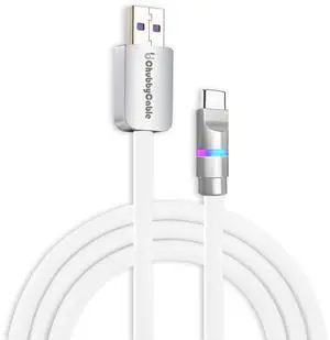 chubbycable Neon Chubby - Fast Charge Cable with Smart Light RGB Color Gradual Light Up LED USB Charging Cable, White, USB-A to Type-C, 1.64 FT