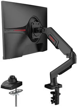 KOORUI Single Monitor Mount, Rotation, Swivel, Tilt, Adjustable Gas Spring Display Arm Fits 17-32inch, 4.4-19.8lbs Screen, Monitor Stand for Desk with C-clamp/Grommet Mounting Base