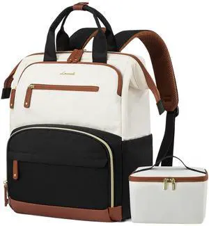 LOVEVOOK Lunch Backpack for Women, 17 Inch Laptop Bag with Insulated Cooler Lunch Box, Work Backpack for Teacher Nurse, Travel Backpack Lunch Bag for Camping Picnic Daily Use