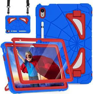 Nitupai Case for iPad 10th Generation Case for Kids 10.9 Inch 2022 10th Gen/iPad A16 11th Generation 11 Inch 2025 Cover with Pen Holder Screen Protector Strap Kids Boys Thickned Cornor, Blue Red