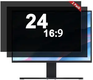 Vxaop [2 Pack] 24 Inch Computer Monitor Privacy Screen for 16:9 Aspect Ratio - Anti-Glare, Blue Light Filtering, Eye Protection, Removable Anti-Scratch Privacy Shield Screen 24in