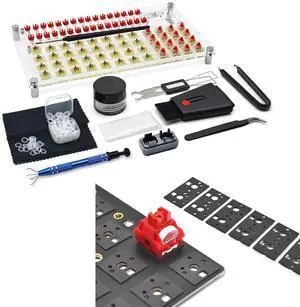 RunJRX 32 Switches Acrylic Lube Station,Switch Lube Kit,Switch Opener,Switch Lube Tool,Keyboard Switch Poron Pads 120Pcs