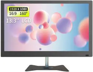 Mersun 13.3 Inches Security Monitors & Displays, 1920x1080 Resolution, HDVGAPC Audio Interface, Built-in Speaker LCD Display Suitable for PC, Microcomputer, Camera, Microphone
