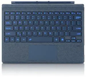 Seagtigau Keyboard Type Cover for Microsoft Surface Pro 7+ Pro 7 Pro 6 Pro 5 Pro4 Pro3, 12.3 inch, Ultra-Slim Bluetooth Multi-Touchpad Mouse Rechargeable, 7-Color LED Backlit (Sapphire with Backlit)
