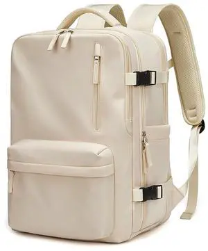 Women Travel Backpack,16 Inch Expanded 39L USB Charging Business Laptop Backpack with Shoe Bag,waterproof hiking outdoor Backpack (Off white)